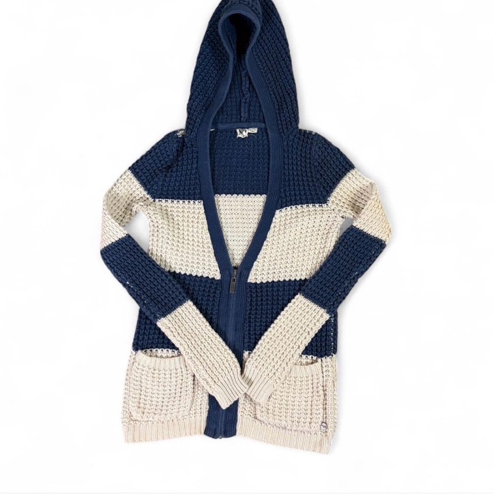 Roxy Navy and Cream Hooded Cardigan